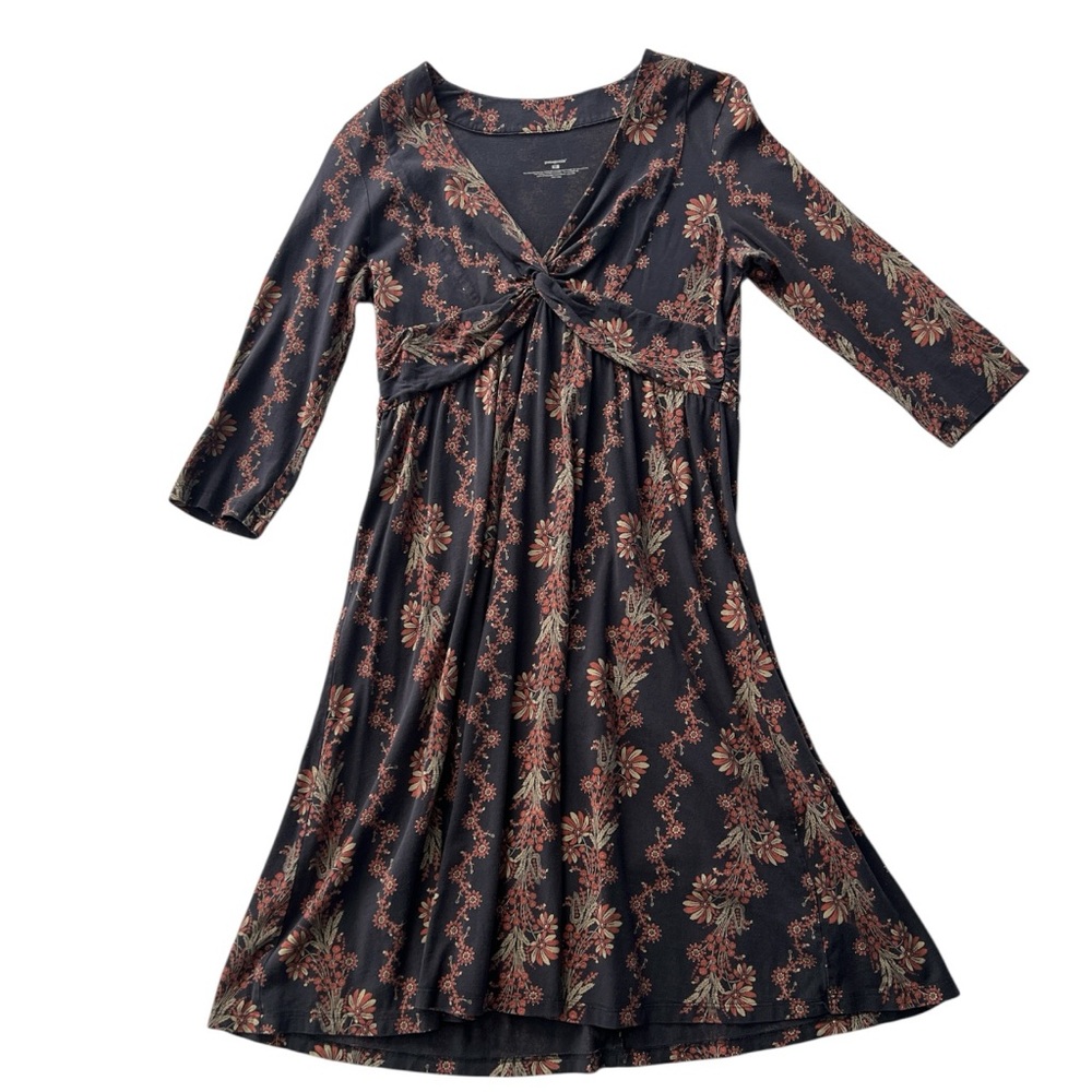 Patagonia Women’s 3/4 Sleeve Black Floral Print Knot Front - M - Picture 2 of 10